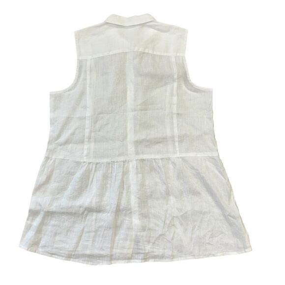 J. Jill 100% Linen White Tunic Button Down Blouse Women’s Sz L Preppy Old Money - Picture 2 of 14